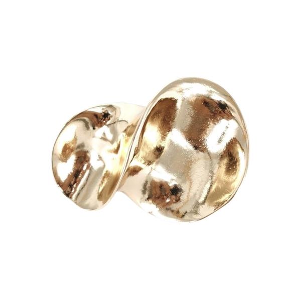 HAMMERED METAL DOUBLE ORGANIC DISC BROOCH