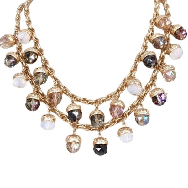 Crystal Multi Charm Double Layer Chain Necklace
