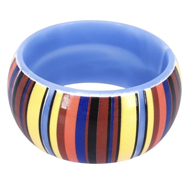 STRIPED DOMED WIDE BANGLE BRACELET