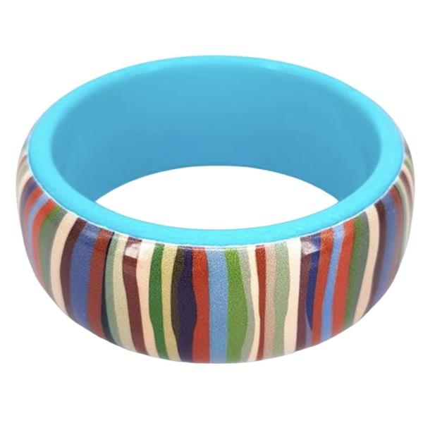 STRIPED FLAT WIDE BANGLE BRACELET