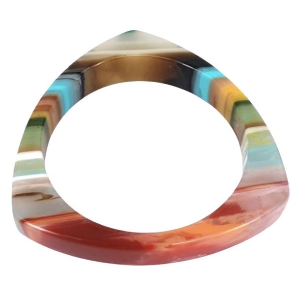 STRIPED ROUNDED TRIANGLE BANGLE BRACELET