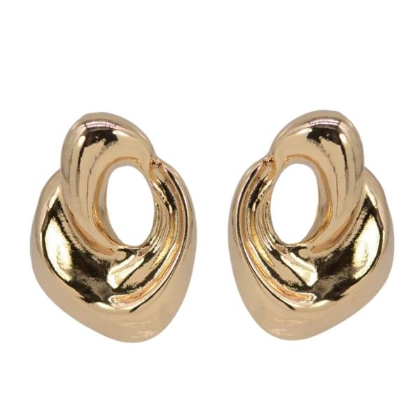 Metal Interlocking Open Oval Stud Earring