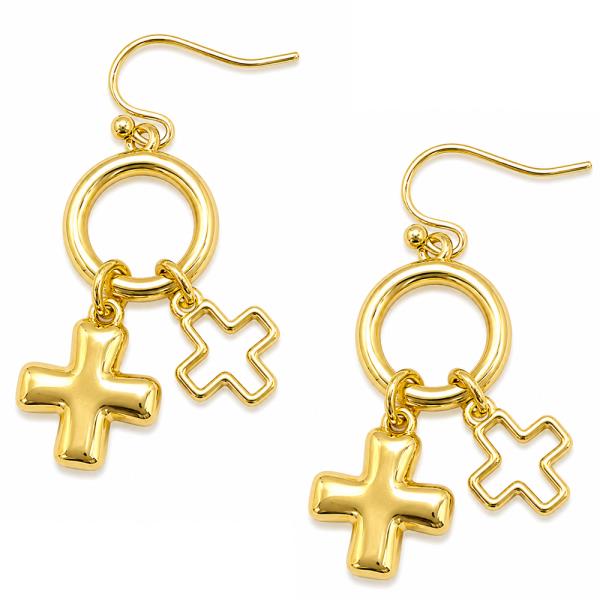 Metal Multi Charm Cross Circle Drop Earring