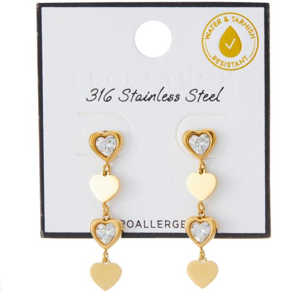 SECRET BOX Stainless Steel Heart Drop Earring