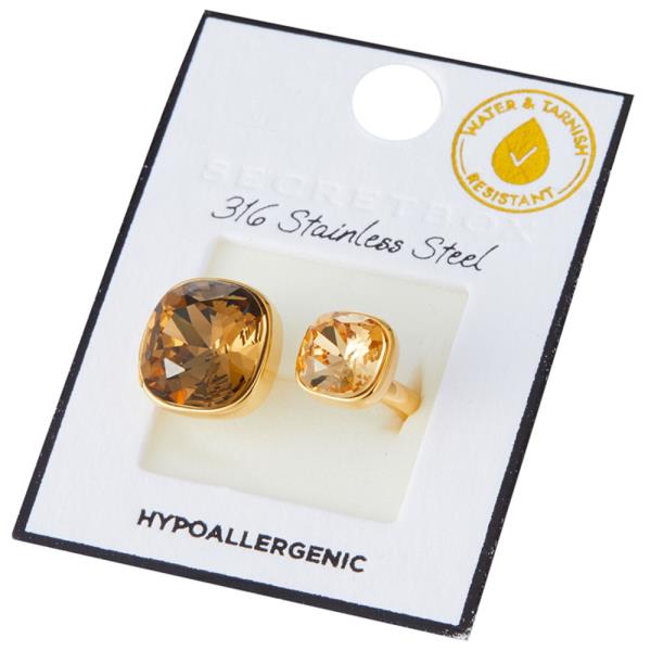 SECRERT BOX  STAINLESS STEEL TOPAZ CZ OPEN RING