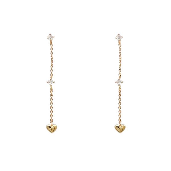 SECRET BOX Gold Dipped Chain Drop Heart Earring
