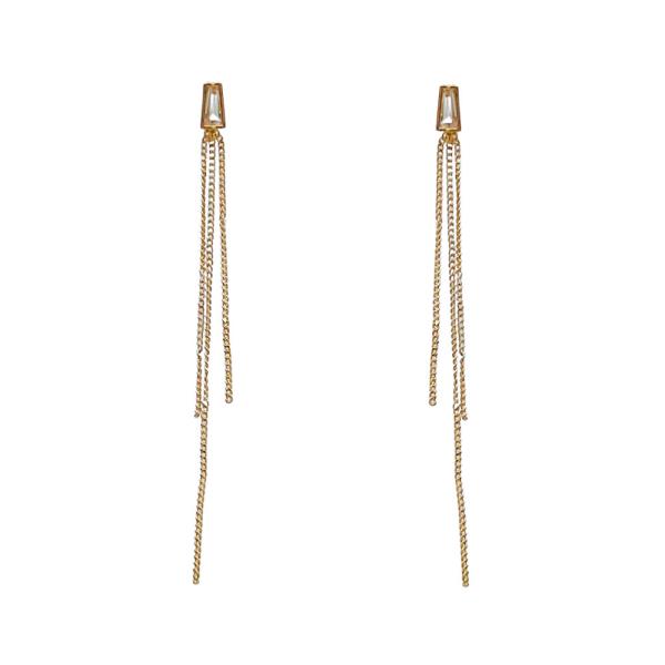 SECRET BOX Gold Dipped CZ Chain Drop Earring