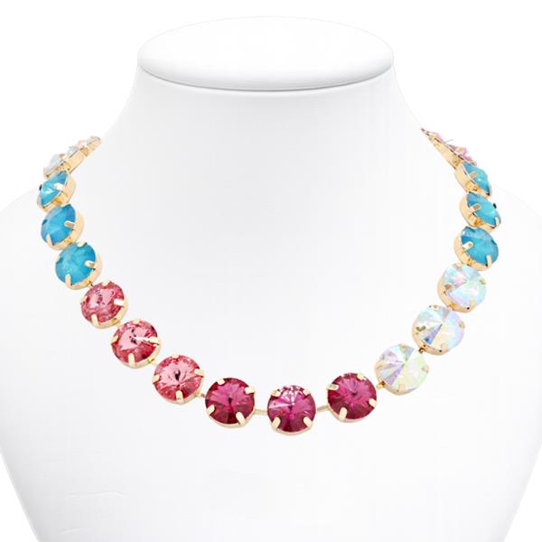 14MM MULTI COLOR STONE NECKLACE