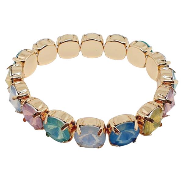 12MM JONQUIL BLUE OPAL COLOR STRETCH BRACELET