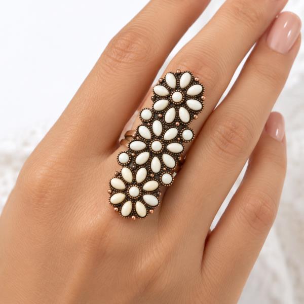 WESTERN STYLE FLOWER WIDE RING