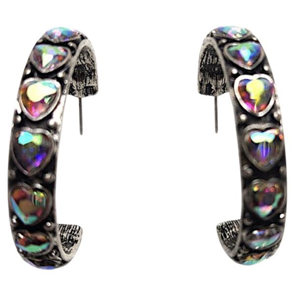 CRYSTAL HEART HOOP EARRING