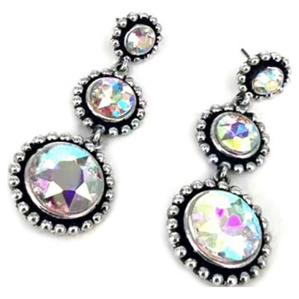 WESTERN 3 ROUND DANGLE CRYSTAL  EARRING