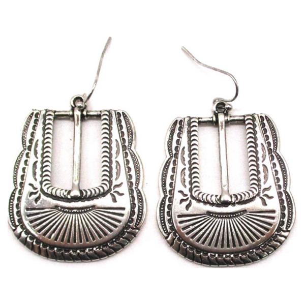 BELT BUCKLE FISH HOOK EARRINGS