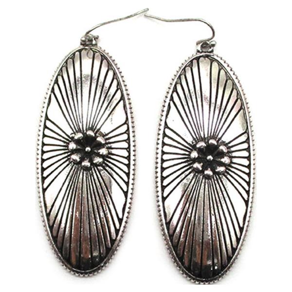 WESTERN LONG OVAL CONCHO EARRING