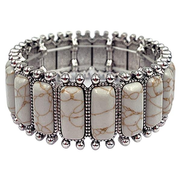 WESTERN WHITE STONE STRETCH BRACELET