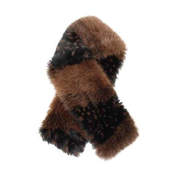 TWO TONE FAUX FUR PATCHWORK PULL THROUGH SCARF
