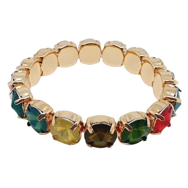 12MM OPAL EMERALD INDIAN PINK STRETCH BRACELET