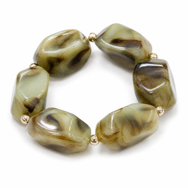 CHUNKY MARBLED IRREGULAR BEAD STRETCH BRACELET