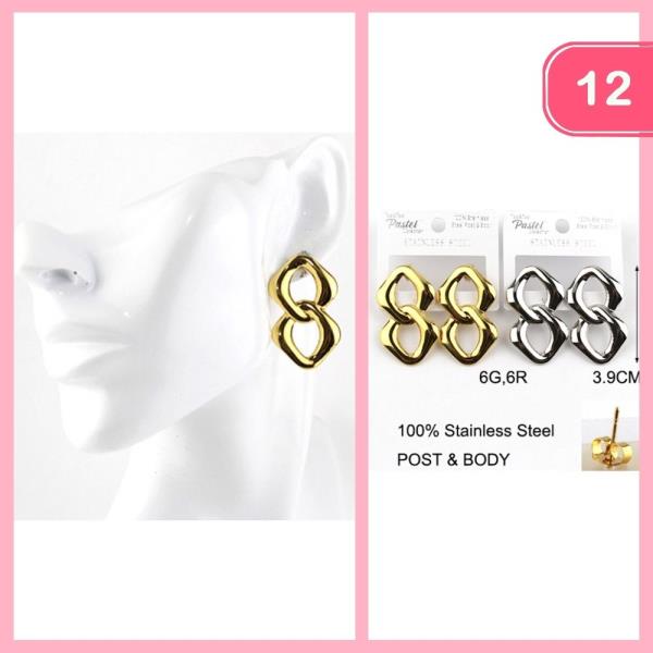 Stainless Steel Linked Drop Earring (12 Units)