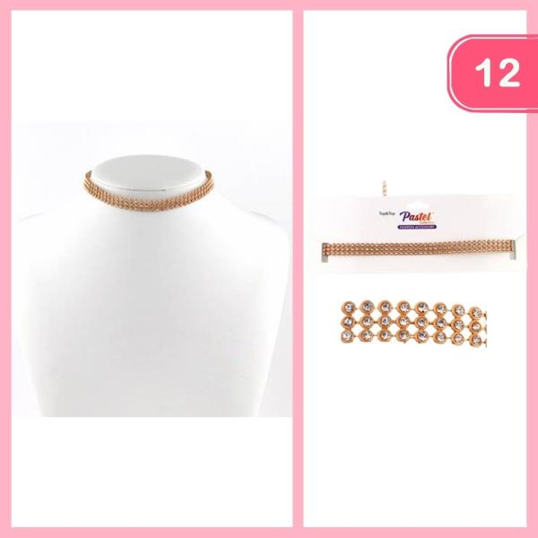 Rhinestone Choker Necklace (12 Units)