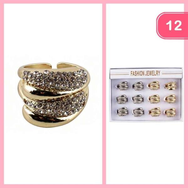 RHINESTONES LAYERED RING (12 UNITS)