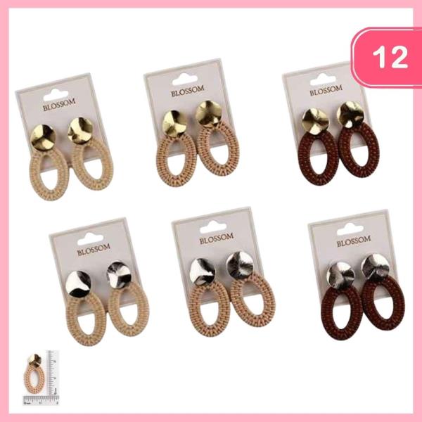 Woven Rattan Drop Earring (12 Units)
