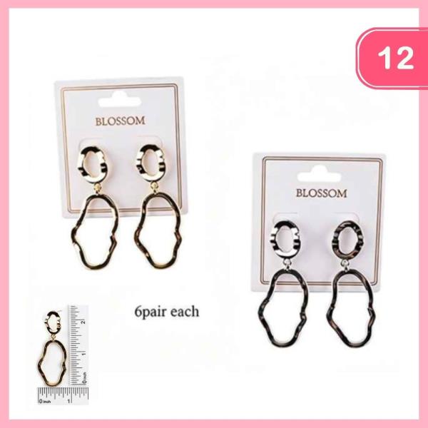 Wavy Drop Dangle Earrings (12 Units)