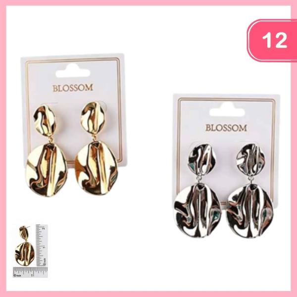 Hammered Round Drop Earrings (12 Units)