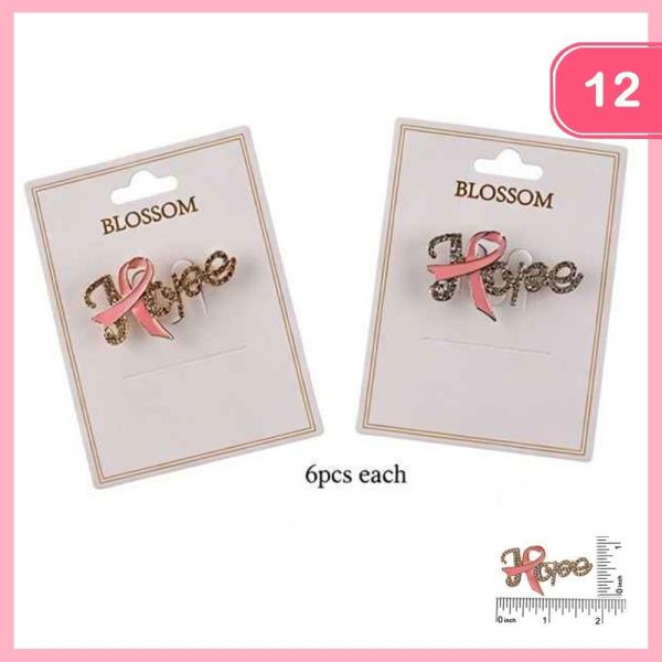 Rhinestone Hope Breast Cancer Brooch (12 Units)
