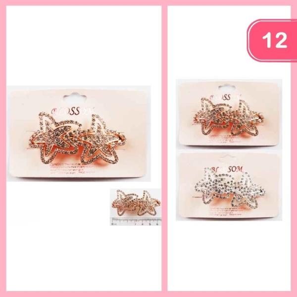 Rhinestone Star Barrette Hair Clip (12 Units)