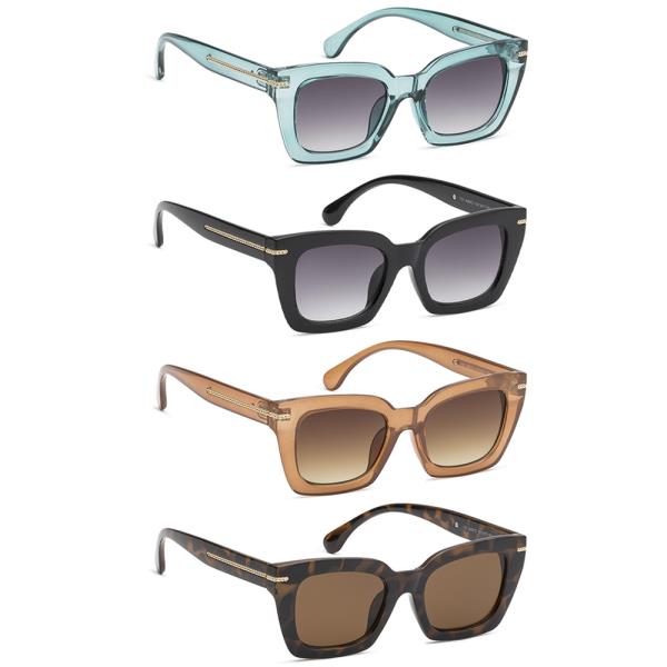 SQUARE METALLIC ACCENT SUNGLASSES 1DZ