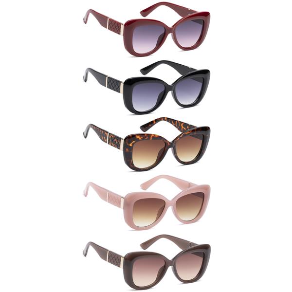 QUILTED DETAIL OVERSIZED BUTTERFLY CAT EYE SUNGLASSES 1DZ
