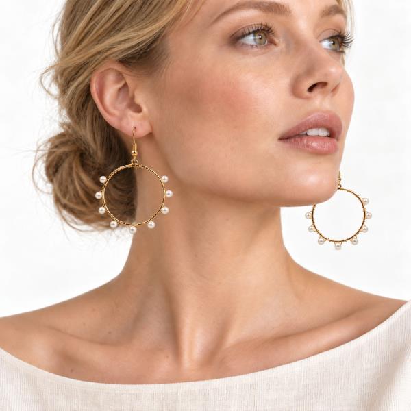 Wire Pearl Hoop Earring