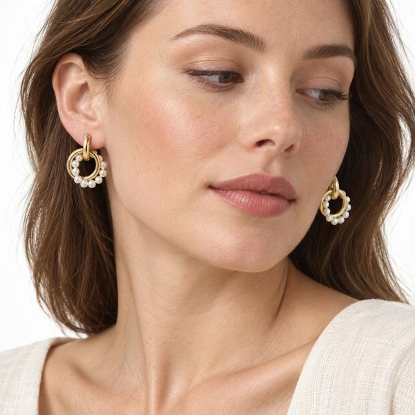 Pearl Circle Post Earring