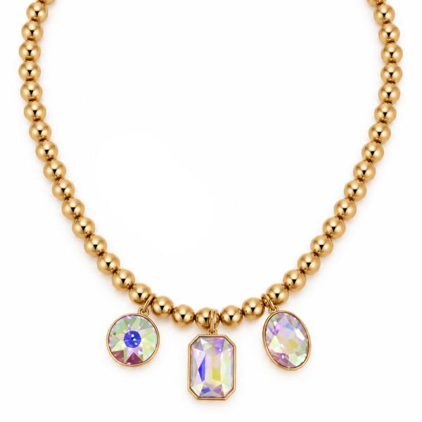 3 Glass Charm CCB Necklace