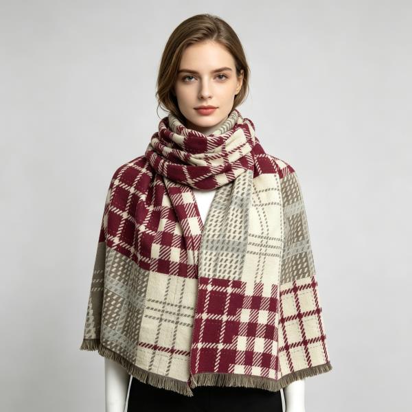 PATCHWORK PLAID FRINGE SCARF