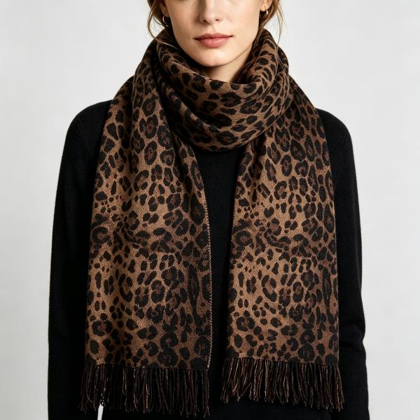 LEOPARD PATTERN FRINGE SCARF