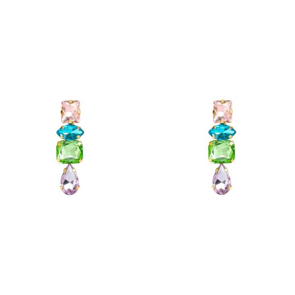 FACETED CRYSTAL STONE SQUARE MARQUISE TEARDROP DROP EARRING