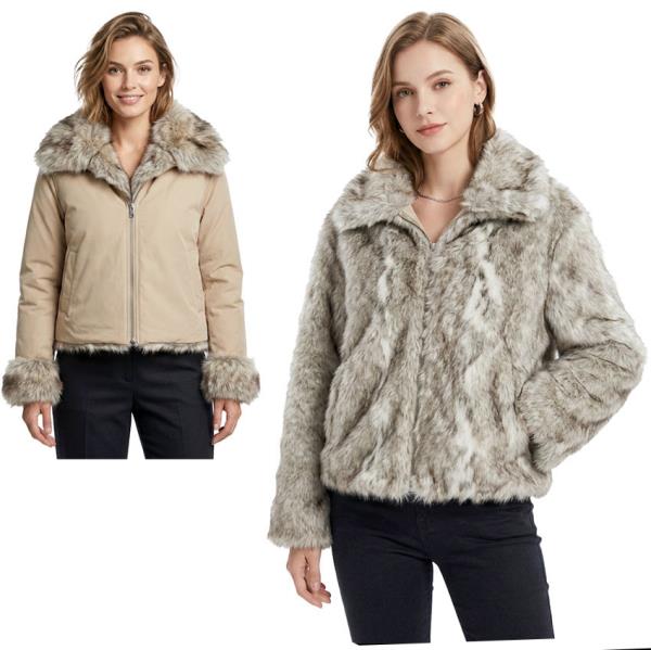 PLUSH REVERSIBLE COLLARED ZIP FRONT JACKET