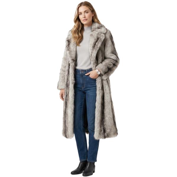 PLUSH NOTCHED LAPEL POCKET LONG COAT