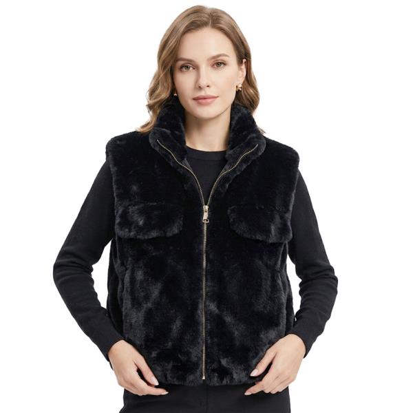 FAUX FUR ZIPPER VEST