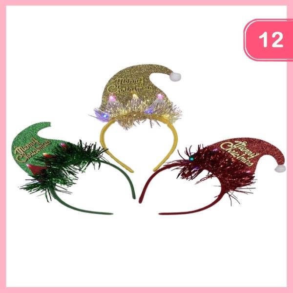 CHRISTMAS GLITTER HAT HEADBAND (12 UNITS)