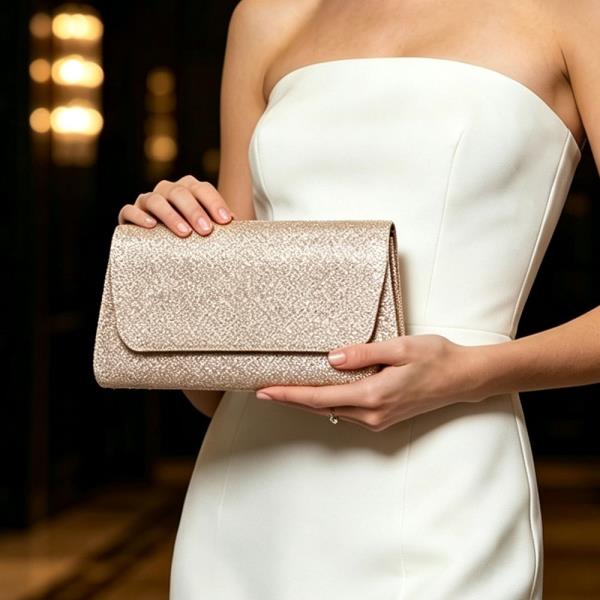 Shimmer Rounded Flap Clutch Bag