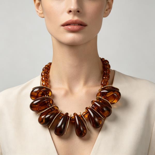 Rondelle Bead Graduated Teardrop Bib Necklace