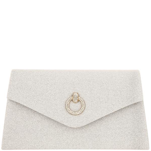 TEXTURED FRONT RHINESTONE ACCENT ENVELOPE FLAP EVENING CLUTCH BAG