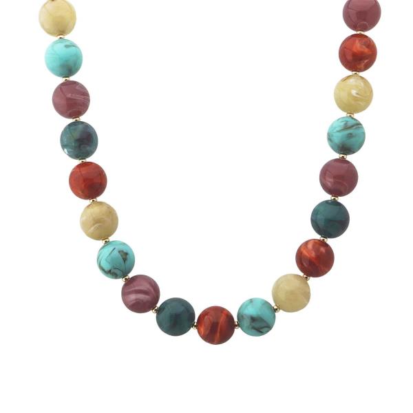 MARBLED ROUND BEAD NECKLACE