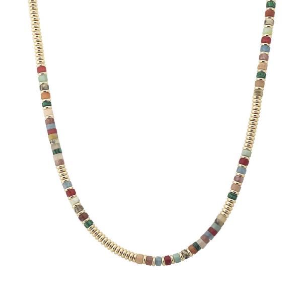 METAL DISC HEISHI BEAD NECKLACE