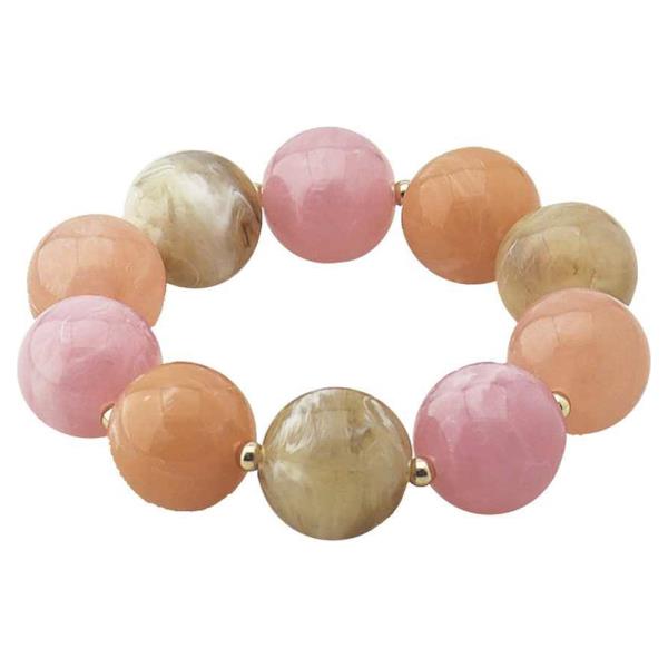 CHUNKY MARBLED ROUND BEAD STRETCH BRACELET