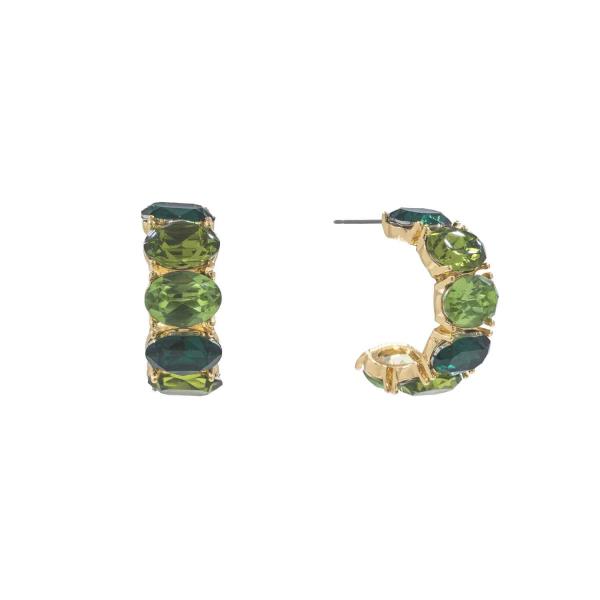 OVAL CRYSTAL STONE HOOP EARRING