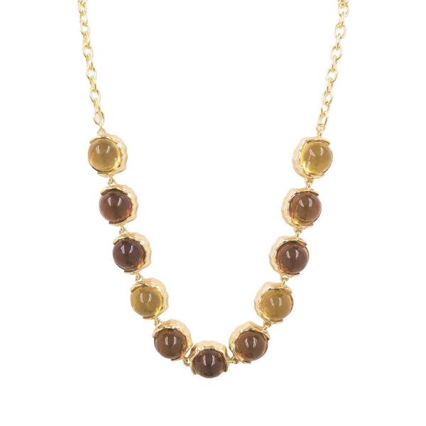 METAL ROUND CABOCHON LINK CHAIN NECKLACE